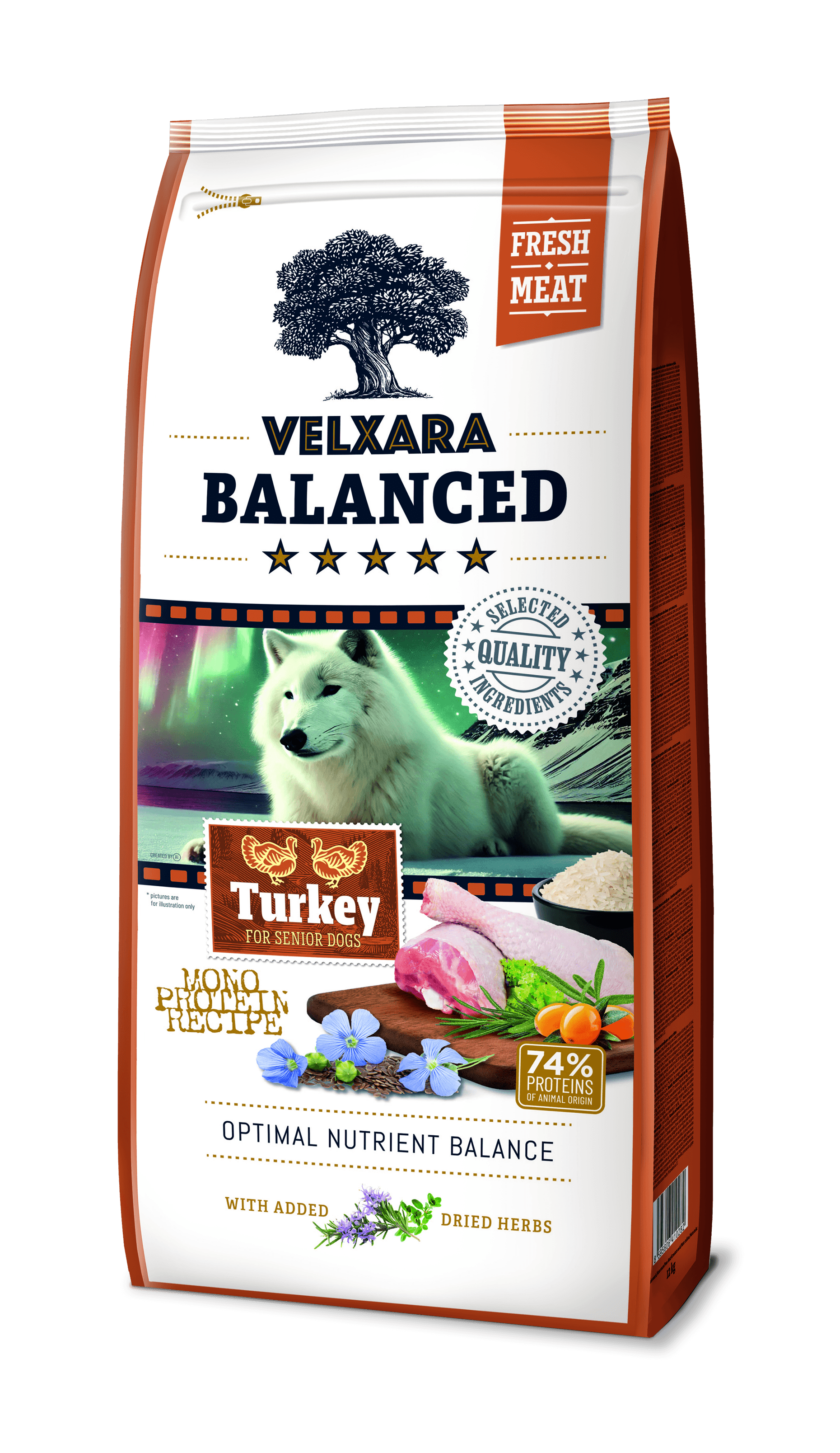 Velxara Balanced Gluten-Free Fresh Meat Senior Turkey Monoprotein